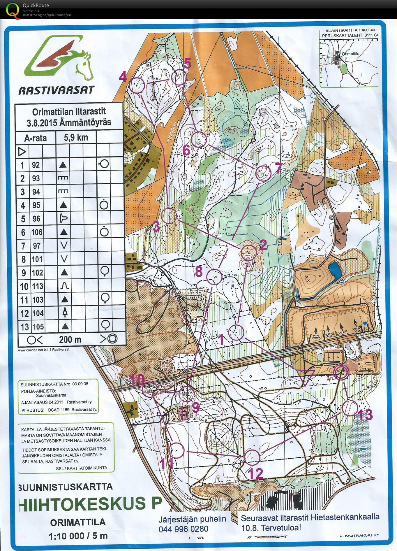Iltarastit Hiihtokeskus (03/08/2015)