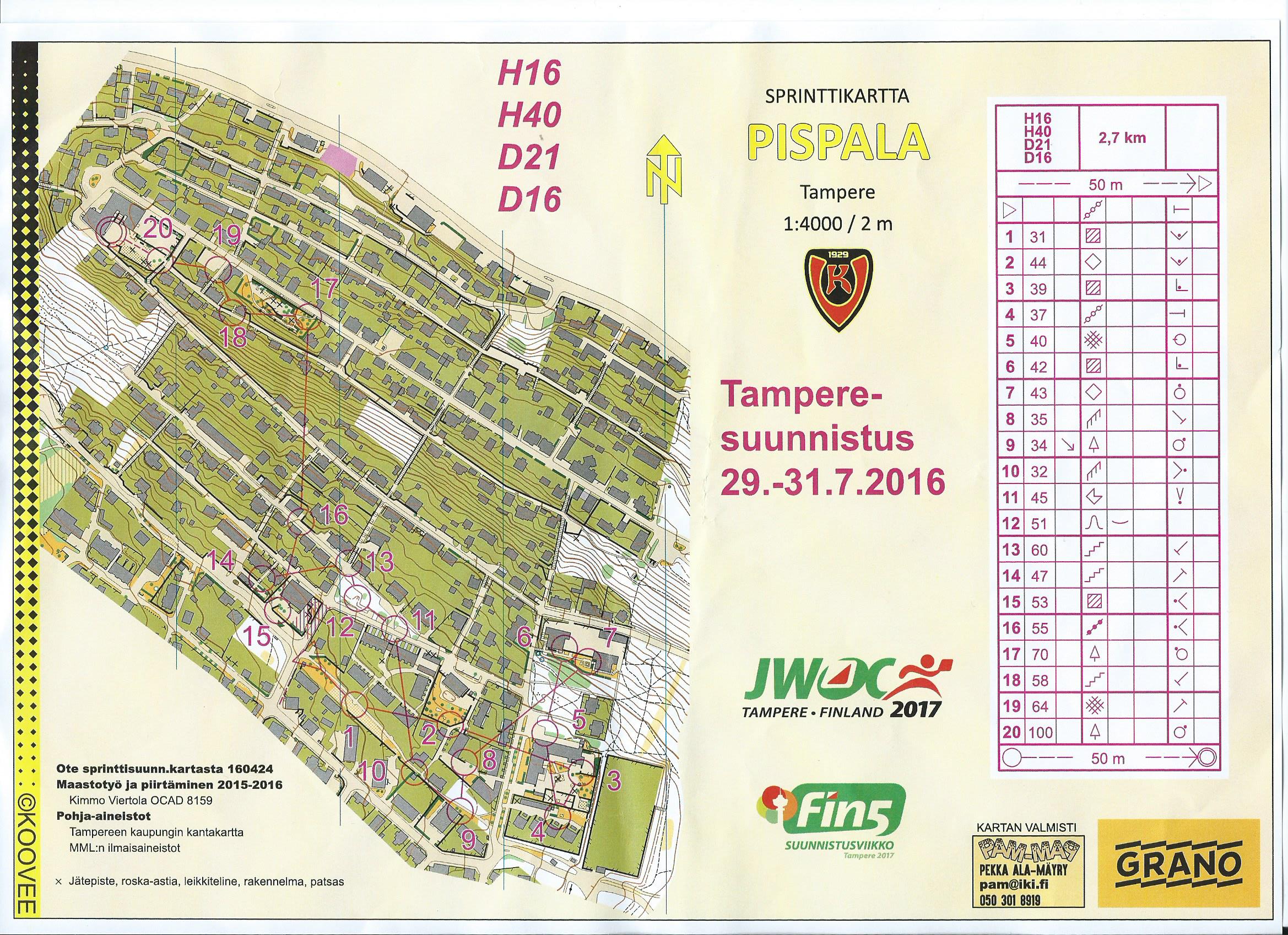 Tampere-suunnistus sprintti (2016-07-29)