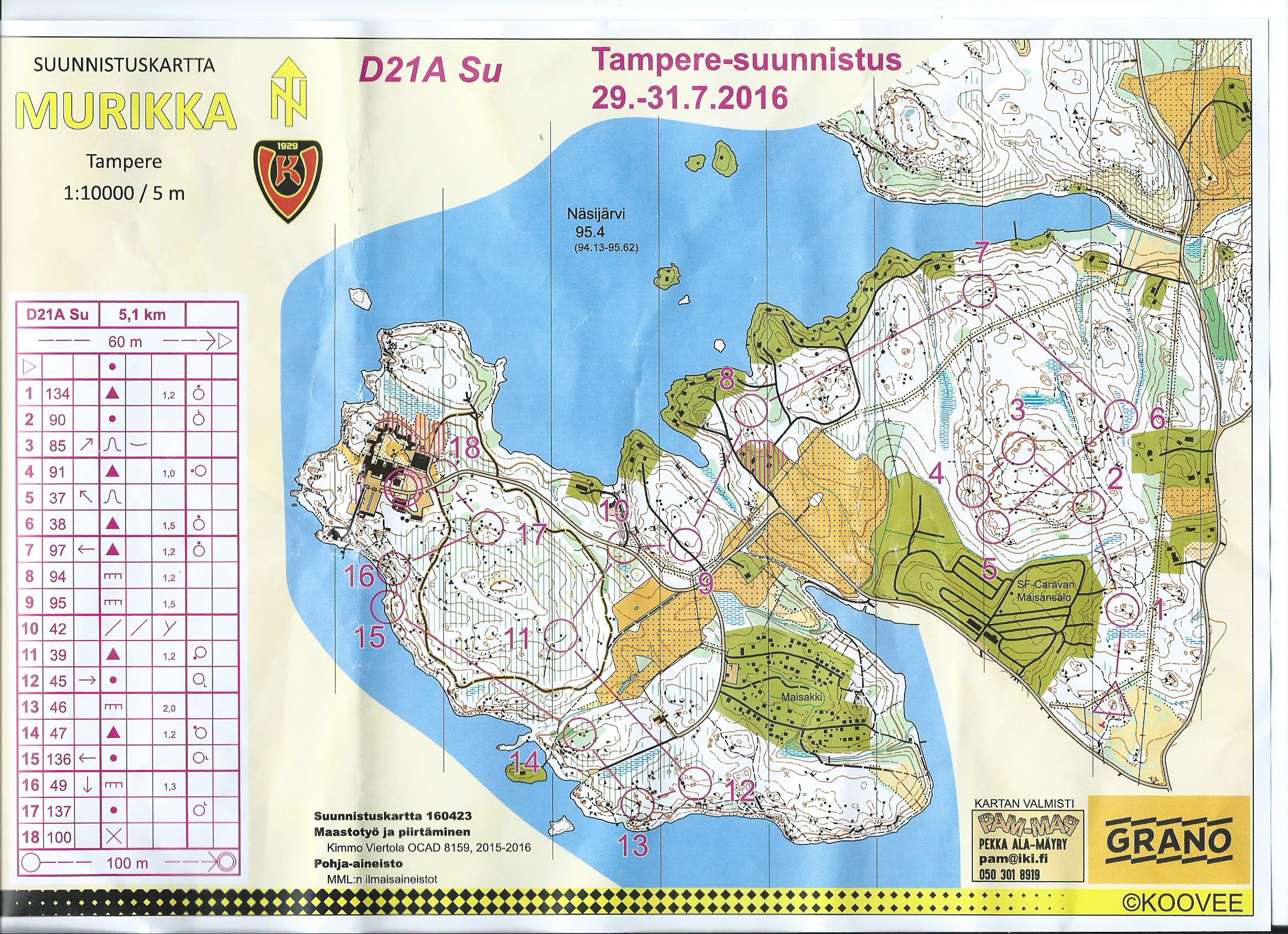 Tampere-suunnistus keskimatka (31/07/2016)