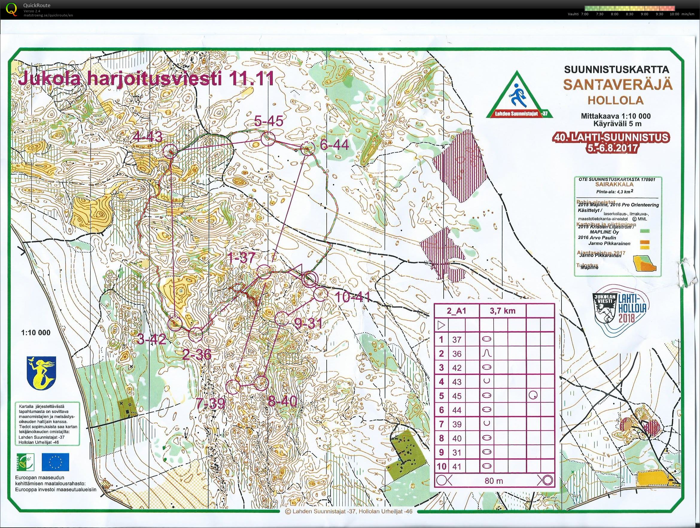 Jukola-harjoitusviesti 3. os. (11/11/2017)