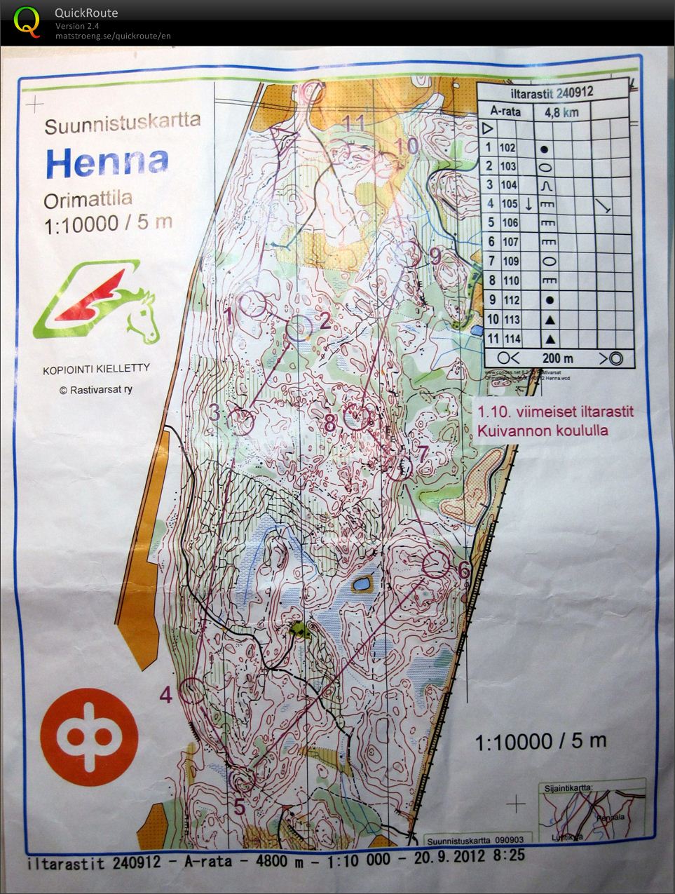 Iltarastit Henna A-rata (24/09/2012)