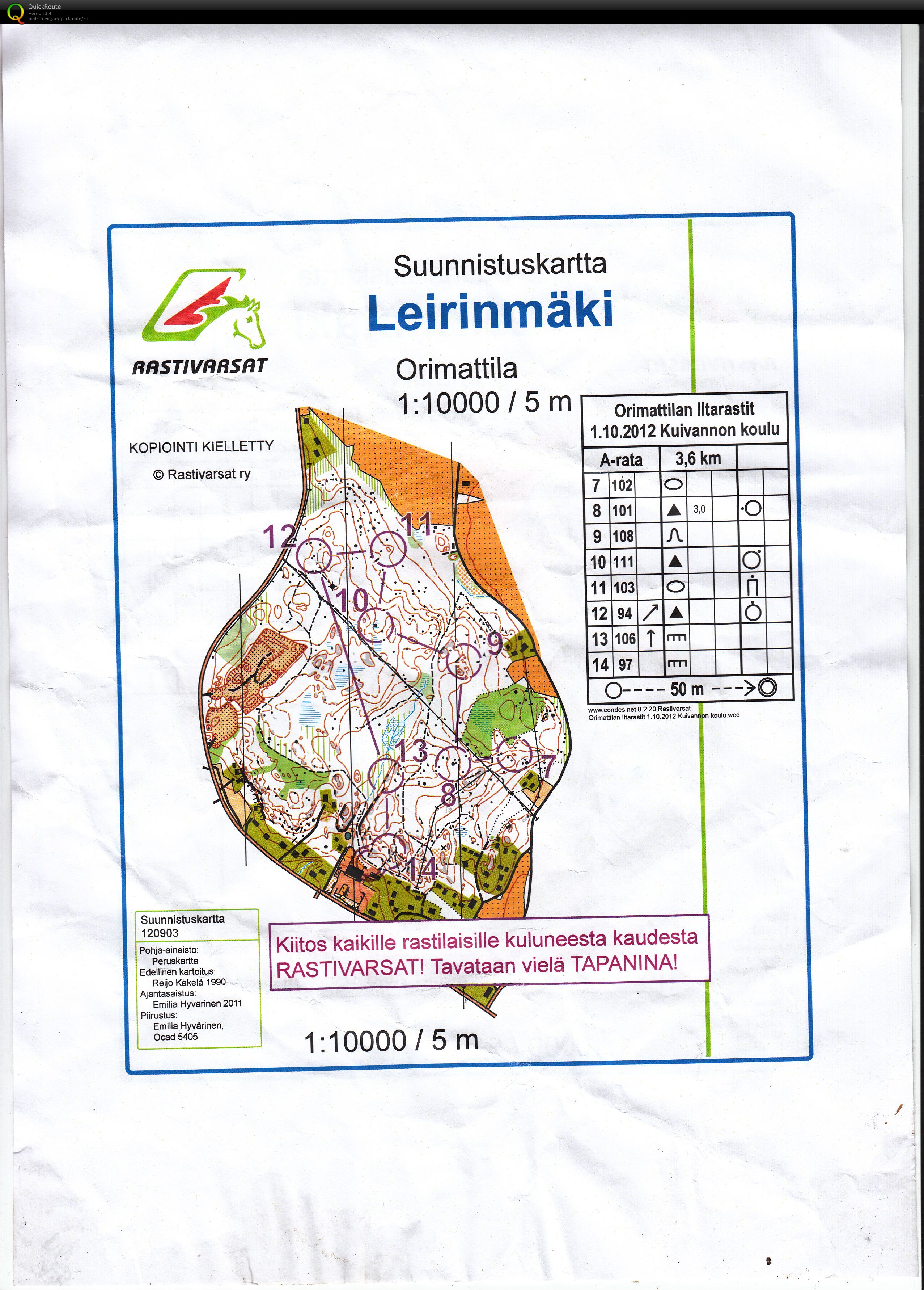 Orimattilan iltarastit, A-rata, 2.osa (01/10/2012)