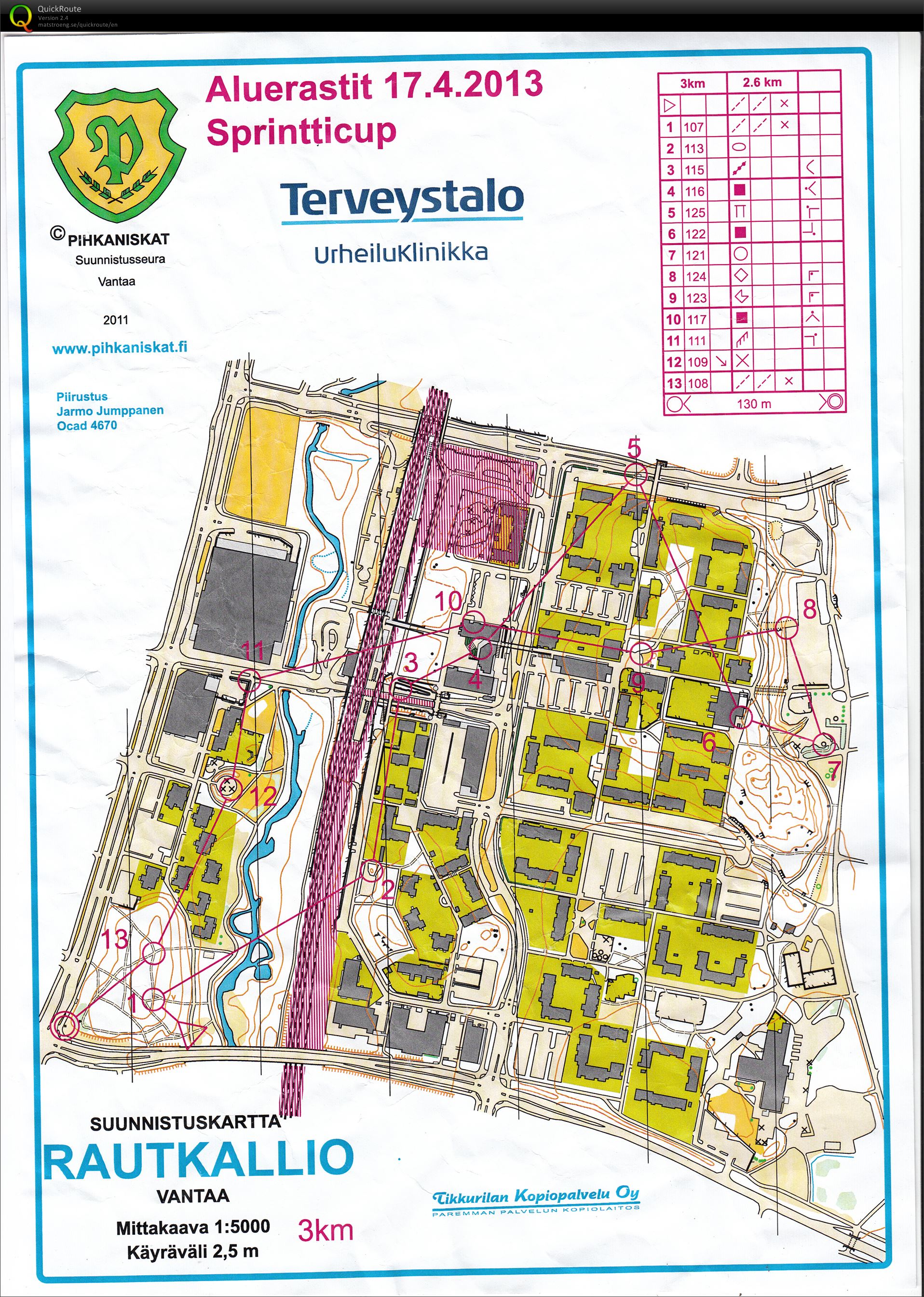 Aluerastit, Sprintticup (17/04/2013)